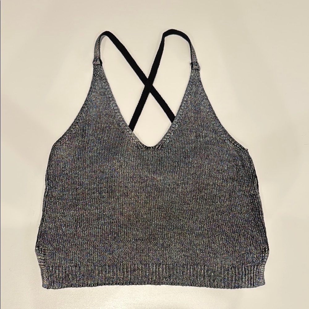 Silence + Noise Gray Tank Top with Black Straps (Metallic-ish)